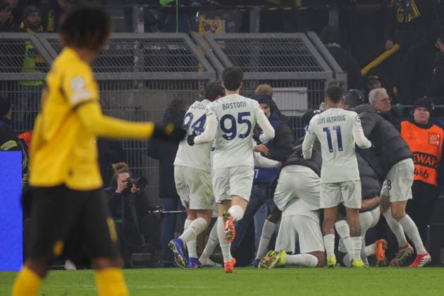 28.01.2026, xgrfx, Fussball UEFA Champions League , Borussia Dortmund - Inter Mailand v.l. Tor, Andy Diouf (Inter Mailand) (DFL DFB REGULATIONS PROHIBIT ANY USE OF PHOTOGRAPHS as IMAGE SEQUENCES and or QUASI-VIDEO) Signal Iduna Park