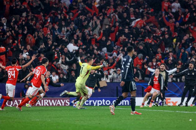 Estadio da Luz Anatoliy Trubin of SL Benfica celebrates after scoring the team s fourth goal during the UEFA Champions League 2025 26 League Phase MD8 match between SL Benfica and Real Madrid C.F. at on January 28, 2026 in Lisbon, Portugal. UEFA Champions League 2025 26 League Phase MD8 - SL Benfica vs Rea Madrid CF (Valter Gouveia SPP) Copyright: xValterxGouveia SPPx spp-en-VaGo-VG_L6910
