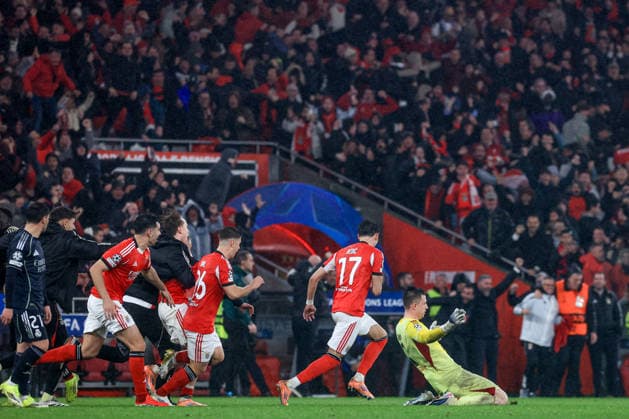 Estadio da Luz Anatoliy Trubin of SL Benfica celebrates after scoring the team s fourth goal during the UEFA Champions League 2025 26 League Phase MD8 match between SL Benfica and Real Madrid C.F. at on January 28, 2026 in Lisbon, Portugal. UEFA Champions League 2025 26 League Phase MD8 - SL Benfica vs Rea Madrid CF (Valter Gouveia SPP) Copyright: xValterxGouveia SPPx spp-en-VaGo-VG_L6929