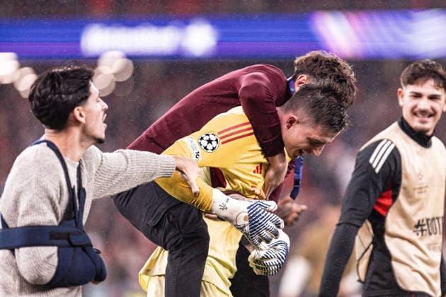 January 28, 2026, Lisbon, Lisbon, Portugal: Anatoliy Trubin Goalkeeper of SL Benfica celebrates scoring his sides fourth goal of the match during the UEFA Champions League, League phase matchday 8 match between SL Benfica and Real Madrid CF at Luz stadium on January 28, 2026 in Lisbon, Portugal Lisbon Portugal - ZUMAp267 20260128_zsp_p267_010 Copyright: xDavidexPuglisix