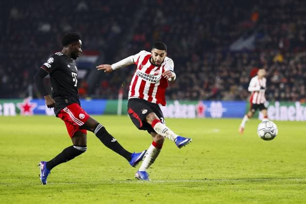 EINDHOVEN - Ismael Saibari of PSV Eindhoven scores the equalizer during the UEFA Champions League match between PSV Eindhoven and FC Bayern Munich at the Phillips Stadium on January 28, 2026, in Eindhoven, Netherlands. SEM VAN DER WAL ANP UEFA Champions League 2025-2026 xVIxANPxSportx xxANPxIVx 548929018 originalFilename: 548929018.jpg