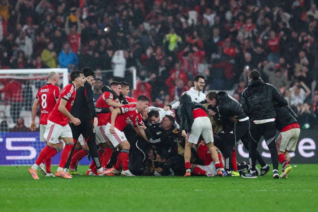 January 28, 2026, Lisbon, Lisbon, Portugal: Players of SL Benfica celebrate after winning the UEFA Champions League 2025 26 League Phase MD8 match between SL Benfica and Real Madrid C.F. at Estadio do Lisboa e Benfica on January 28, 2026 in Lisbon, Portugal. Lisbon Portugal - ZUMAa181 20260128_zaa_a181_445 Copyright: xIrinaxR.xHipolitox