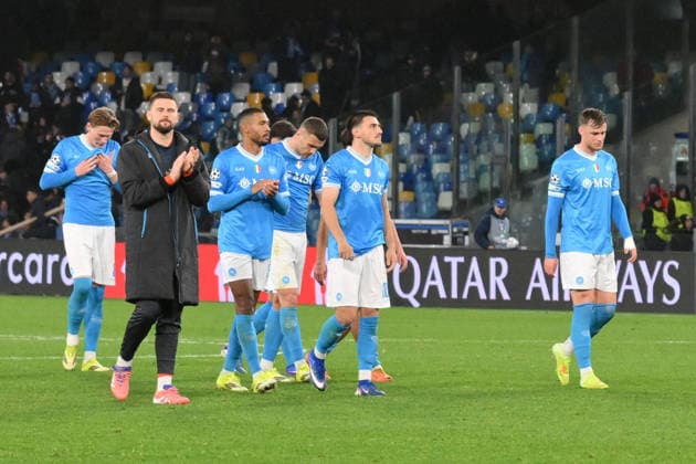 CALCIO - UEFA Champions League - SSC Napoli vs Chelsea FC Napoli players look dejected at the end of the during Uefa Champions League - Match Day 8- Championship between S.S.C. Napoli and Chelsea FC at the Maradona Stadium on Jan 28, 2026 in Naples, Italy. during SSC Napoli vs Chelsea FC, UEFA Champions League football match in Naples, Italy, January 28 2026 Naples Italy  Copyright: xIPAxSport ABACAx