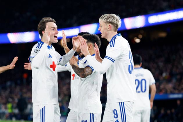 William Clem, Viktor Daoason (Copenhagen), JANUARY 28, 2026 - Football Soccer : UEFA Champions League match between FC Barcelona, Barca 4-1 FC Copenhagen at Spotify Camp Nou in Barcelona, Spain. Noxthirdxpartyxsales  aflo_317761515