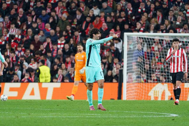 Francisco Trincao seen celebrating after goal during UEFA Champions League phase game between teams of Athletic Club and Sporting CP (Mickael Ducint Ball Raw Images) Bilbao San Mames Spain Copyright: xMickaelxDucintx AthleticSporting2526-1