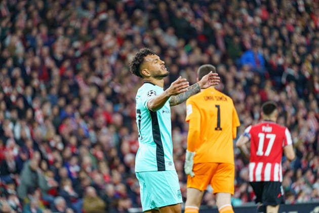 Luis Suarez seen during UEFA Champions League phase game between teams of Athletic Club and Sporting CP (Mickael Ducint Ball Raw Images) Bilbao San Mames Spain Copyright: xMickaelxDucintx AthleticSporting2526-123