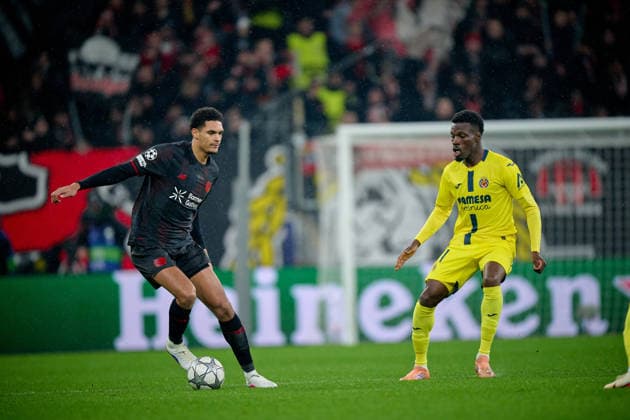 LEVERKUSEN, GERMANY - 1 JANUARY, 2023: Jarell Quansah - The UEFA Champions League football match between Bayer 04 Leverkusen vs Villareal FC at BayArena.  Copyright: xVitaliixKliuievx