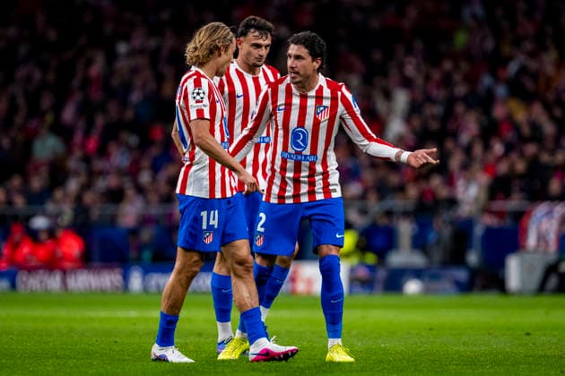 Atletico de Madrid v FK Bodo Glimt - UEFA Champions League 2025 26 League Phase MD8 Players of Atletico de Madrid (from L to R) Marcos Llorente, Marc Pubill, Jose Maria Gimenez are seen during the UEFA Champions League 2025 26 League Phase MD8 match between Atletico de Madrid and FK Bodo Glimt at Estadio Riyadh Air Metropolitano on January 28, 2026 in Madrid, Spain. Madrid Estadio Riyadh Air Metropolitano Madrid Spain Copyright: xAlbertoxGardinx AGardin_20260128_Foot_Cham_Atl_Mad_Bod_0780