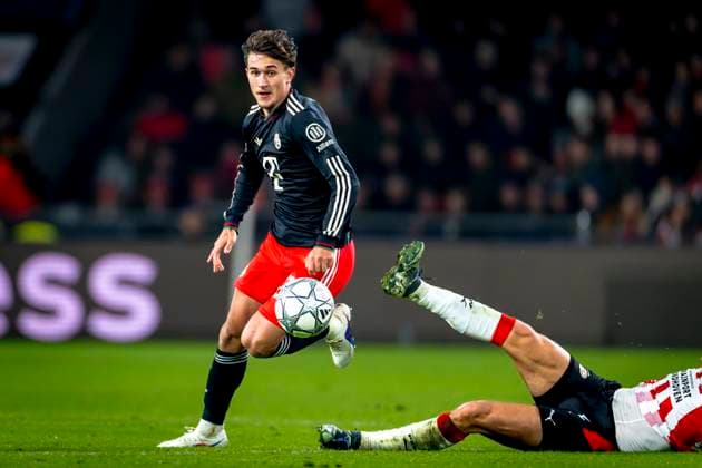 SC Bayern Munchen midfielder Tom Bischof during the match PSV Eindhoven vs FC Bayern Munchen at the Philips stadium for the Champions League - League phase - Matchday 8 season 2025-2026 in EINDHOVEN, Netherlands on 28 01 2026, (Photo by Marcel van Dorst EYE4IMAGES) -