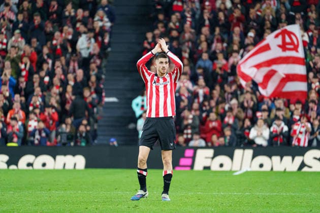 Oihan Sancet seen during UEFA Champions League phase game between teams of Athletic Club and Sporting CP (Mickael Ducint Ball Raw Images) Bilbao San Mames Spain Copyright: xMickaelxDucintx AthleticSporting2526-174