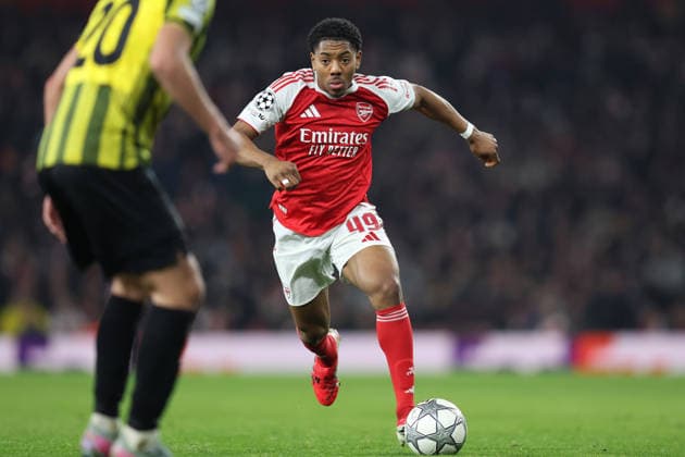 Arsenal v Kairat 28th January 2026, London - UEFA Champions League Football, Group Stage - Arsenal v Kairat - Myles Lewis-Skelly of Arsenal - Photo: Charlotte Wilson Offside. London UK Copyright: xCharlottexWilsonx xOffsidexOffside