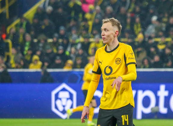 Fussball UEFA Champions League 2025 26, 8. Spieltag Ligaphase - Borussia Dortmund vs Inter Mailand - Signal Iduna Park-Stadion (Dortmund): Maximilian Beier (Borussia Dortmund, 14) Dortmund Copyright: xAymanxAlahmedx