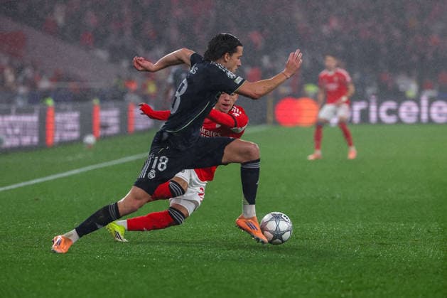 FBL-UEFA Champions League 2025-26 SL Benfica - Real Madrid Alvaro Carreras (Real Madrid) , Gianluca Prestianni (S.L.Benfica) during the UEFA Champions League 2025-26 League Phase MD8 match between Lisboa e Benfica and Real Madrid at Estadio da Luz on Wednesday 28 January 2026 in Lisbon, Portugal Copyright: JoaquimxFerreira