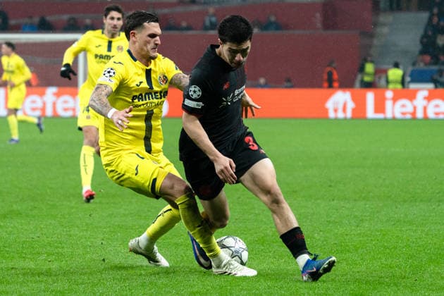 UEFA Champions League 2025 26 Bayer 04 Leverkusen vs. Villarreal CF 8. Spieltag der Ligaphase Mittwoch, 28.01.2026 BayArena (Nordrhein-Westfalen, Deutschland) Ibrahim Maza ( 30) Rafa Marin ( 4) Copyright: xCelinaxLeiersx