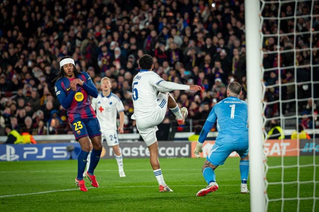 UEFA Champions League FC Barcelona, Barca Vs Copenhagen in Barcelona, Spain - 28 Jan 2026 Gabriel Pereira of FC Copenhagen and Joules Kounde of FC Barcelona seen during a UEFA Champions League match between FC Barcelona and Copenhagen at Spotify Camp Nou. Final score FC Barcelona 4 :1 Copenhagen Barcelona Spain Copyright: xFelipexMondinox xSOPAxImagesx SP0744-1655