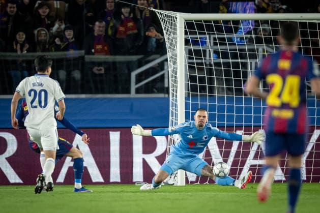 January 28, 2026, Barcelona, Spain: Goalkeeper Dominik Kotarski of FC Copenhagen seen in action during a UEFA Champions League match between FC Barcelona, Barca and Copenhagen at Spotify Camp Nou. Final score FC Barcelona 4 :1 Copenhagen Barcelona Spain - ZUMAs197 20260128_aaa_s197_096 Copyright: xFelipexMondinox
