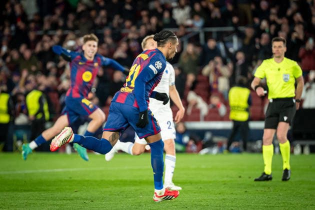 January 28, 2026, Barcelona, Spain: Raphael Dias Belloli Raphinha FC Barcelona, Barca celebrates during a UEFA Champions League match between FC Barcelona and Copenhagen at Spotify Camp Nou. Final score FC Barcelona 4 :1 Copenhagen Barcelona Spain - ZUMAs197 20260128_aaa_s197_109 Copyright: xFelipexMondinox