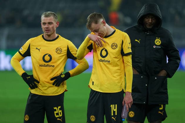 UEFA Champions League - Borussia Dortmund - Inter Mailand am 28.01.2026 im Signal Iduna Park in Dortmund Julian Ryerson (Dortmund 26) und Maximilian Beier (Dortmund 14) war unzufrieden, enttäuscht, enttaeuscht, niedergeschlagen