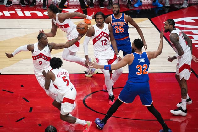 New York Knicks vs Toronto Raptors TORONTO, CANADA - JANUARY 28 : RJ Barrett (9)of Toronto Raptors in action during the NBA, Basketball Herren, USA basketball game between New York Knicks and Toronto Raptors at the Scotiabank Arena on January 28, 2026 in Toronto, Ontario, Canada. Mert Alper Dervis Anadolu Ontario Canada. Editorial use only. Please get in touch for any other usage.  Copyright: x2026xAnadoluxMertxAlperxDervisx