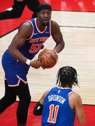 New York Knicks vs Toronto Raptors TORONTO, CANADA - JANUARY 28 : Ariel Hukporti (55) of New York Knicks in action during the NBA, Basketball Herren, USA basketball game between New York Knicks and Toronto Raptors at the Scotiabank Arena on January 28, 2026 in Toronto, Ontario, Canada. Mert Alper Dervis Anadolu Ontario Canada. Editorial use only. Please get in touch for any other usage.  Copyright: x2026xAnadoluxMertxAlperxDervisx