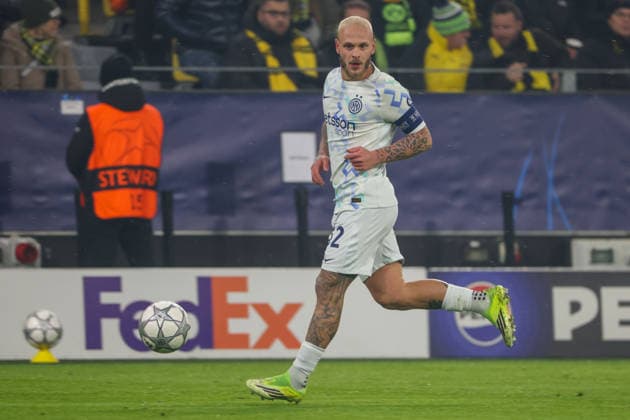 Dortmund, Deutschland 28. Januar 2026: Champions League - 2025 2026 - Borussia Dortmund vs. Inter Mailand Im Bild: Frederico Dimarco (Inter) Signal Iduna Park Nordrhein Westfalen Copyright: xFotostandx xFantinix