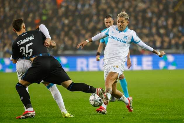 Football UEFA Champions League J8 match Bruges Brugge - Marseille PHOTOPQR LA PROVENCE SPEICH Frederic ; Bruges ; 28 01 2026 ; Football UEFA Champions League Phase de ligue Journee 8 Match Club Bruges KV - Olympique de Marseille ( OM ) au Stade Stade Jan-Breydel de Bruges (Belgique) Facundo MEDINA (Marseille) Bruges Autre France  Copyright: xPHOTOPQR LAxPROVENCE MAXPPPxSPEICHxFredericx 20260128PVL2942 20260128PVL2942