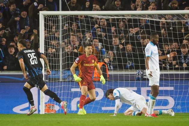 Football UEFA Champions League J8 match Bruges Brugge - Marseille PHOTOPQR LA PROVENCE SPEICH Frederic ; Bruges ; 28 01 2026 ; Football UEFA Champions League Phase de ligue Journee 8 Match Club Bruges KV - Olympique de Marseille ( OM ) au Stade Stade Jan-Breydel de Bruges (Belgique) Deception joueurs Marseille 3e but Bruges Bruges Autre France  Copyright: xPHOTOPQR LAxPROVENCE MAXPPPxSPEICHxFredericx 20260128PVL2988 20260128PVL2988