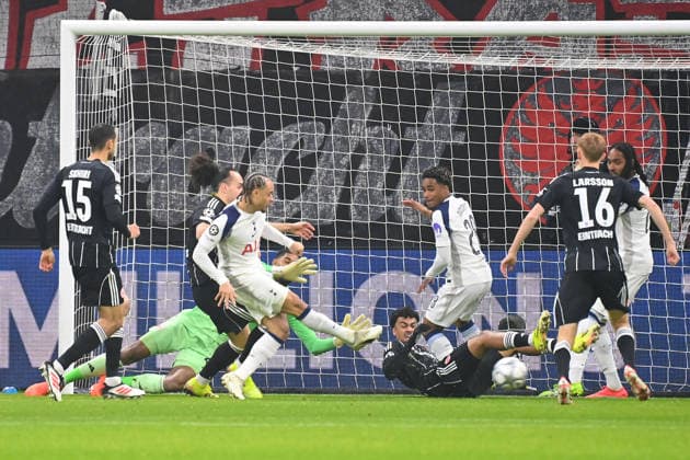 Aberkanntes irregulaeres Tor von Xavi SIMONS (Tottenham),Aktion,Torschuss. Fussball Champions League,Saison 2025 26, Ligaphase Eintracht Frankfurt - Tottenham Hotspur 0-2 am 28.01.2026, D E U T S C H E B A N K P A R K