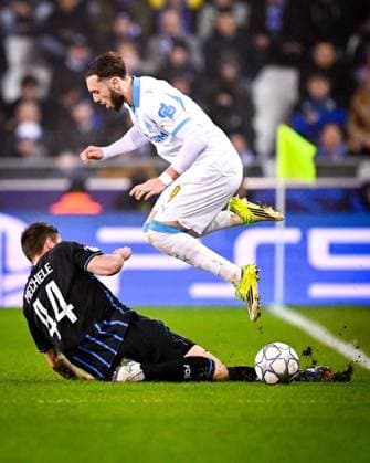 Club Brugge v Marseille - UEFA Champions League BRUGGE, BELGIUM - JANUARY 28 : Mechele Brandon defender of Club Brugge and Gouiri Amine forward of OM Marseille during the UEFA Champions League 2025 26 League Phase MD8 match between Club Brugge and Marseille on January 28, 2026 in Brugge, Belgium, 28 01 2026  Copyright: xTomasxSiskx