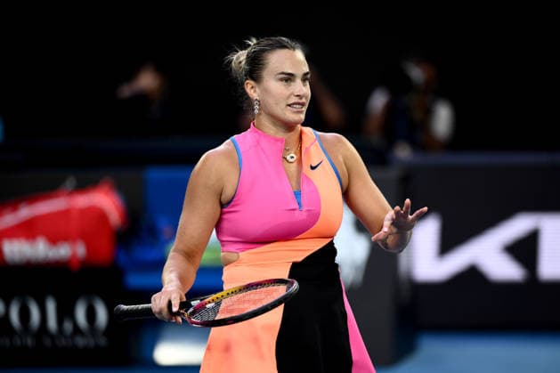 TENNIS AUSTRALIAN OPEN, Aryna Sabalenka of Russia reacts during the women™s semifinasl against Elina Svitolina of Ukraine on day 12 of the 2026 Australian Open tennis tournament at Melbourne Park in Melbourne, Thursday, January 29, 2026. ( NO ARCHIVING MELBOURNE VICTORIA AUSTRALIA  Copyright: xJOELxCARRETTx 20260129188541364000