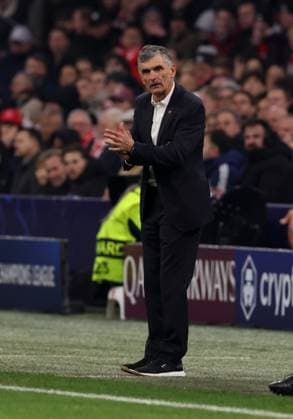 Jose Luis Mendilibar head coach of Olympiakos Piraeus during the match AFC Ajax Amsterdam vs Olympiacos Piraues at the Johan Cruijff ArenA for the UEFA Champions League season 2025-2026 in AMSTERDAM, Netherlands on 28 january 2026 (Photo by Peter Lous EYE4IMAGES) -