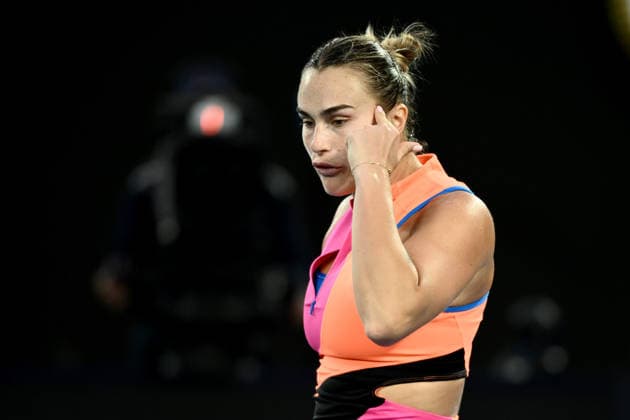 TENNIS AUSTRALIAN OPEN, Aryna Sabalenka of Russia reacts during the women™s semifinal against Elina Svitolina of Ukraine on day 12 of the 2026 Australian Open tennis tournament at Melbourne Park in Melbourne, Thursday, January 29, 2026. ( NO ARCHIVING MELBOURNE VICTORIA AUSTRALIA  Copyright: xJOELxCARRETTx 20260129122641913860