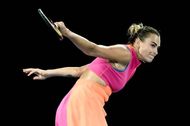 TENNIS AUSTRALIAN OPEN, Aryna Sabalenka of Russia in action during the women™s semifinal against Elina Svitolina of Ukraine on day 12 of the 2026 Australian Open tennis tournament at Melbourne Park in Melbourne, Thursday, January 29, 2026. ( NO ARCHIVING MELBOURNE VICTORIA AUSTRALIA  Copyright: xJOELxCARRETTx 20260129151414544735