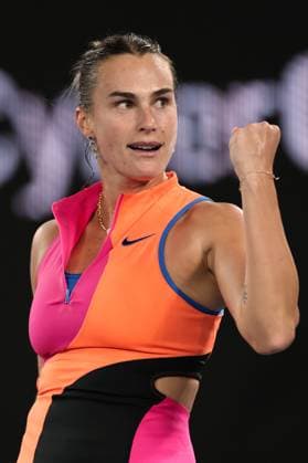 Aryna Sabalenka celebrates victory in her semi-final match Australian Open tennis tournament, Day Twelve, Melbourne Park, Australia - 29 Jan 2026Melbourne Melbourne Park Victoria (VIC) Australia  Copyright: xEllaxLing Shutterstockx 16455615aq