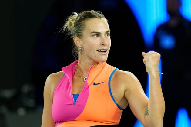 January 29, 2026: 1st seed ARYNA SABALENKA of Belarus celebrates after defeating 12th seed ELINA SVITOLINA of Ukraine on Rod Laver Arena in a Women s Singles Semifinals match on day 12 of the 2026 Australian Open in Melbourne, Australia. SABALENKA won 62 63. Cal Media Melbourne Australia - ZUMAc04_ 20260129_faf_c04_002 Copyright: xSydneyxLowx