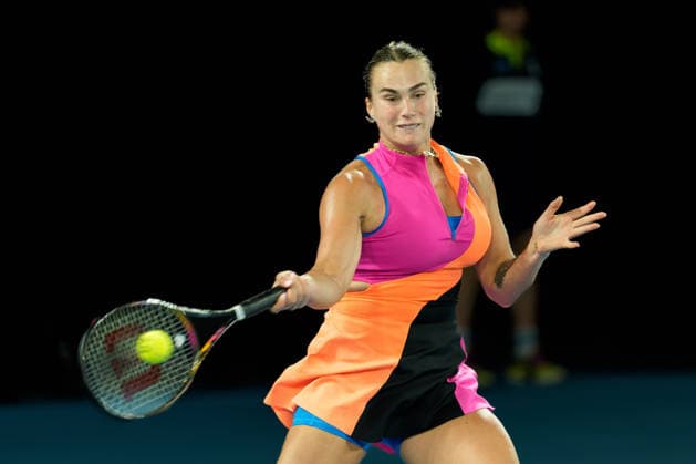 January 29, 2026: 1st seed ARYNA SABALENKA of Belarus in action against 12th seed ELINA SVITOLINA of Ukraine on Rod Laver Arena in a Women s Singles Semifinals match on day 12 of the 2026 Australian Open in Melbourne, Australia. SABALENKA won 62 63. Cal Media Melbourne Australia - ZUMAc04_ 20260129_faf_c04_005 Copyright: xSydneyxLowx