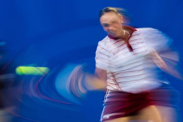 (260129) -- MANILA, Jan. 29, 2026 -- Donna Vekic competes during the women s singles quarterfinal match between Donna Vekic of Croatia and Zhu Lin of China at the WTA, Tennis Damen Philippine Women s Open in Manila, the Philippines, Jan. 29, 2026. ) (SP)PHILIPPINES-MANILA-TENNIS-WTA PHILIPPINE WOMEN S OPEN-SINGLES ROUELLExUMALI 