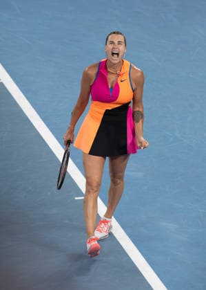 Aryna Sabalenka macht die Faust und jubelt,Jubel, Freude,Emotion, Australian Open 2026 Melbourne Park, Melbourne, Victoria, Australia.. Copyright: xJuergenxHasenkopfx