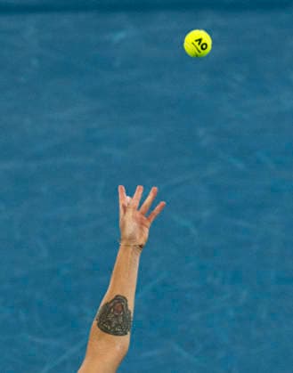 (260129) -- MELBOURNE, Jan. 29, 2026 -- Aryna Sabalenka serves during the women s singles semifinal match between Aryna Sabalenka of Belarus and Elina Svitolina of Ukraine at the Australian Open tennis tournament in Melbourne, Australia, Jan. 29, 2026. (Photo by Xinhua) (SP)AUSTRALIA-MELBOURNE-TENNIS-AUSTRALIAN OPEN-WOMEN S SINGLES-SEMIFINALS HuxJingchen 