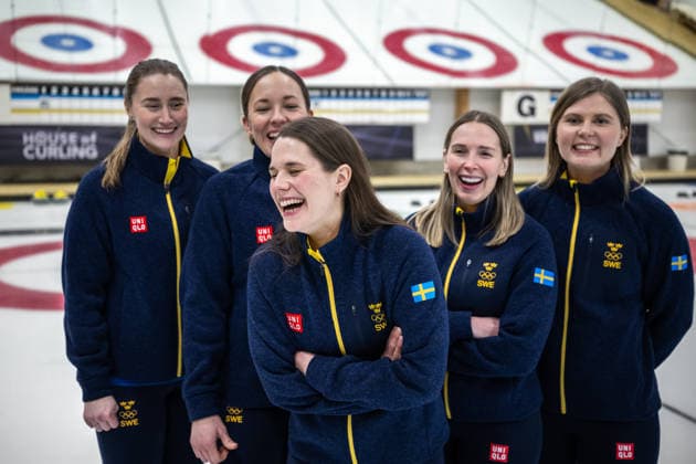 260129 Sara McManus, Agnes Knochenhauer, Anna Hasselborg, Sofia Scharback och Johanna Heldin, Curling, poserar för ett porträtt under en presskonferens anordnad av Svenska Olympiska KommittÃ n den 29 januari 2026 i Stockholm. *** 260129 Sara McManus, Agnes Knochenhauer, Anna Hasselborg, Sofia Scharback and Johanna Heldin, Curling, pose for a portrait during a press conference organized by the Swedish Olympic Committee on 29 January 2026 in Stockholm  Copyright: JOHANNAxSÄLL BB260129BB438