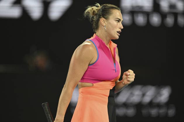 AUSTRALIAN OPEN 2026 MELBOURNE, AUSTRALIA - JANUARY 29: Aryna Sabalenka reaction after scoring a point against Elina Svitolina (UKR) (NOT SEEN) during the Semifinals match at the Australian Open grand slam tennis tournament at Melbourne Park in Melbourne, Australia on January 29, 2026 Mark Avellino Anadolu Melbourne Australia. Editorial use only. Please get in touch for any other usage.  Copyright: x2026xAnadoluxMarkxAvellinox
