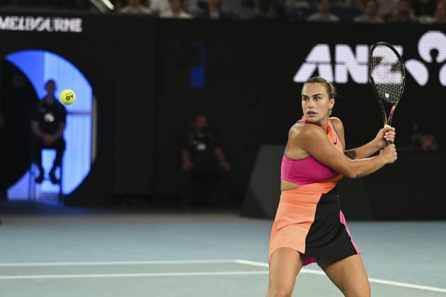 AUSTRALIAN OPEN 2026 MELBOURNE, AUSTRALIA - JANUARY 29: Aryna Sabalenka in action against Elina Svitolina (UKR) (NOT SEEN) during the Semifinals match at the Australian Open grand slam tennis tournament at Melbourne Park in Melbourne, Australia on January 29, 2026 Mark Avellino Anadolu Melbourne Australia. Editorial use only. Please get in touch for any other usage.  Copyright: x2026xAnadoluxMarkxAvellinox