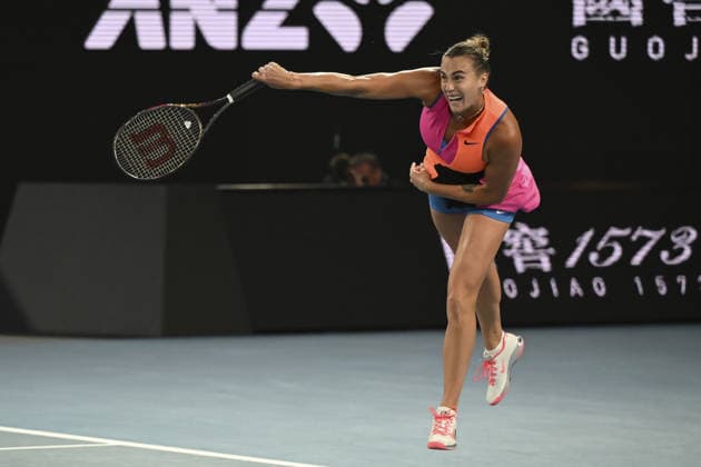 AUSTRALIAN OPEN 2026 MELBOURNE, AUSTRALIA - JANUARY 29: Aryna Sabalenka in action against Elina Svitolina (UKR) (NOT SEEN) during the Semifinals match at the Australian Open grand slam tennis tournament at Melbourne Park in Melbourne, Australia on January 29, 2026 Mark Avellino Anadolu Melbourne Australia. Editorial use only. Please get in touch for any other usage.  Copyright: x2026xAnadoluxMarkxAvellinox