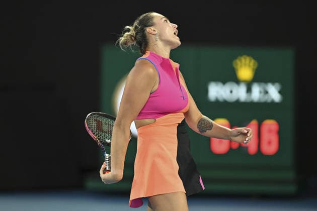 AUSTRALIAN OPEN 2026 MELBOURNE, AUSTRALIA - JANUARY 29: Aryna Sabalenka reaction after losing a point against Elina Svitolina (UKR) (NOT SEEN) during the Semifinals match at the Australian Open grand slam tennis tournament at Melbourne Park in Melbourne, Australia on January 29, 2026 Mark Avellino Anadolu Melbourne Australia. Editorial use only. Please get in touch for any other usage.  Copyright: x2026xAnadoluxMarkxAvellinox