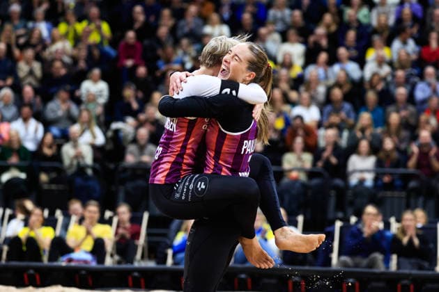STOCKHOLM, SWEDEN 20260129 Norway s Sunniva Helland-Hansen and Nina Pavlova win the Stockholm Beach 2026 Beach volleyball, Beachvolleyball competition, an official event in the international Queen & King of the Court series, at the Avicii Arena in Stockholm. STOCKHOLM SWEDEN x60160x Copyright: xStefanxJerrevang TTx STOCKHOLM BEACH