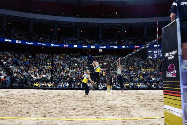 STOCKHOLM, SVERIGE 20260129 Sveriges Tina Thurin och Isabelle Reffel under beachvolleyboll-tävlingen Stockholm Beach 2026, en officiell deltävling i den internationella Queen & King of the Court-serien, i Avicii Arena i Stockholm. STOCKHOLM SVERIGE x60160x Copyright: xStefanxJerrevang TTx STOCKHOLM BEACH