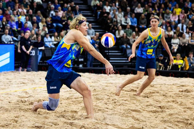 STOCKHOLM, SWEDEN 20260129 Sweden s David Ahman and Jonatan Hellvig during the Beach volleyball, Beachvolleyball competition Stockholm Beach 2026, an official competition in the international Queen & King of the Court series, at Avicii Arena in Stockholm. STOCKHOLM SWEDEN x60160x Copyright: xStefanxJerrevang TTx STOCKHOLM BEACH