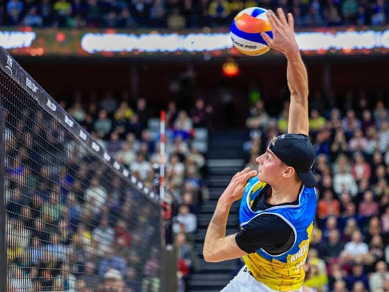 STOCKHOLM, SWEDEN 20260129 Sweden s Jacob Hölting Nilsson during the Beach volleyball, Beachvolleyball competition Stockholm Beach 2026, an official competition in the international Queen & King of the Court series, at Avicii Arena in Stockholm. STOCKHOLM SWEDEN x60160x
