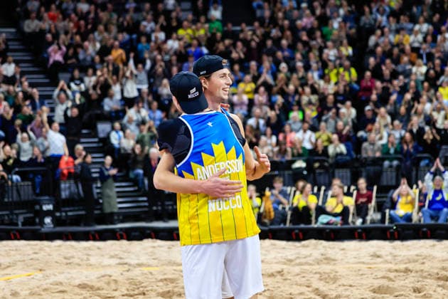 STOCKHOLM, SWEDEN 20260129 Sweden s Jacob Hölting Nilsson during the Beach volleyball, Beachvolleyball competition Stockholm Beach 2026, an official competition in the international Queen & King of the Court series, at Avicii Arena in Stockholm. STOCKHOLM SWEDEN x60160x