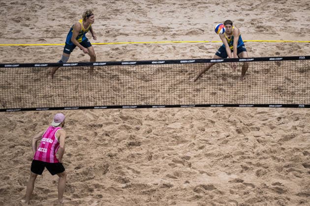 260129 Sveriges David Ahman och Jonatan Hellvig under Stockholm Beach 2026 den 29 januari 2026 i Stockholm. Copyright: EMMAxWALLSKOG BB260129EW022